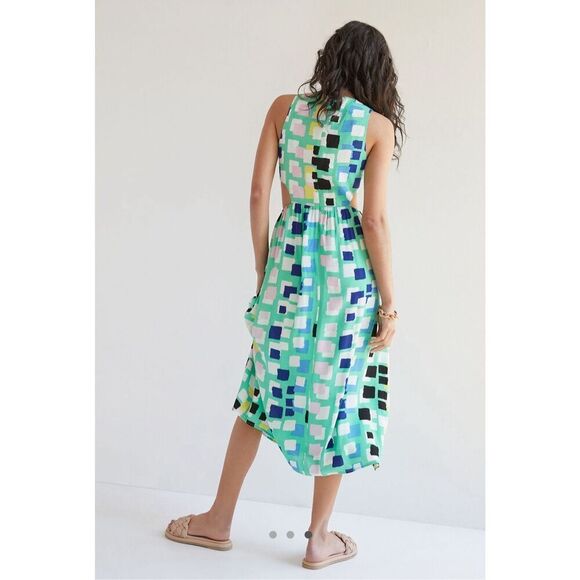 Anthropologie Corey Lynn Calter Abstract Midi Dress Cutout Size M - Picture 2 of 14